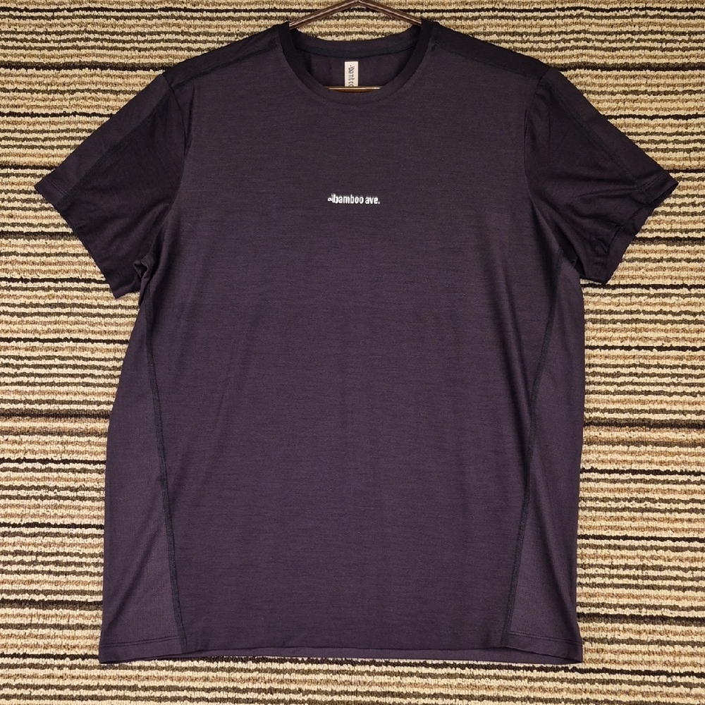 BAMBOO AVE Solid Black Athletic Mens Medium Short Sleeve Athletic T‎ Shirt